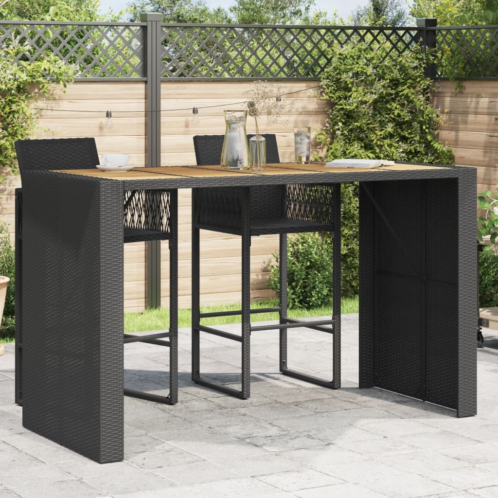 Garten-Bartisch Mit Holzplatte Polyrattan