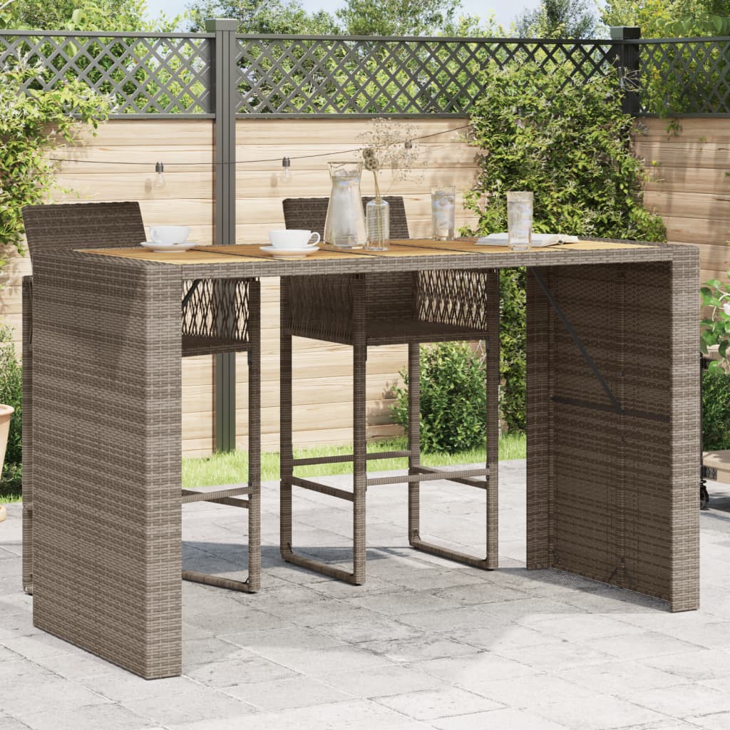 Garten-Bartisch Mit Holzplatte Polyrattan
