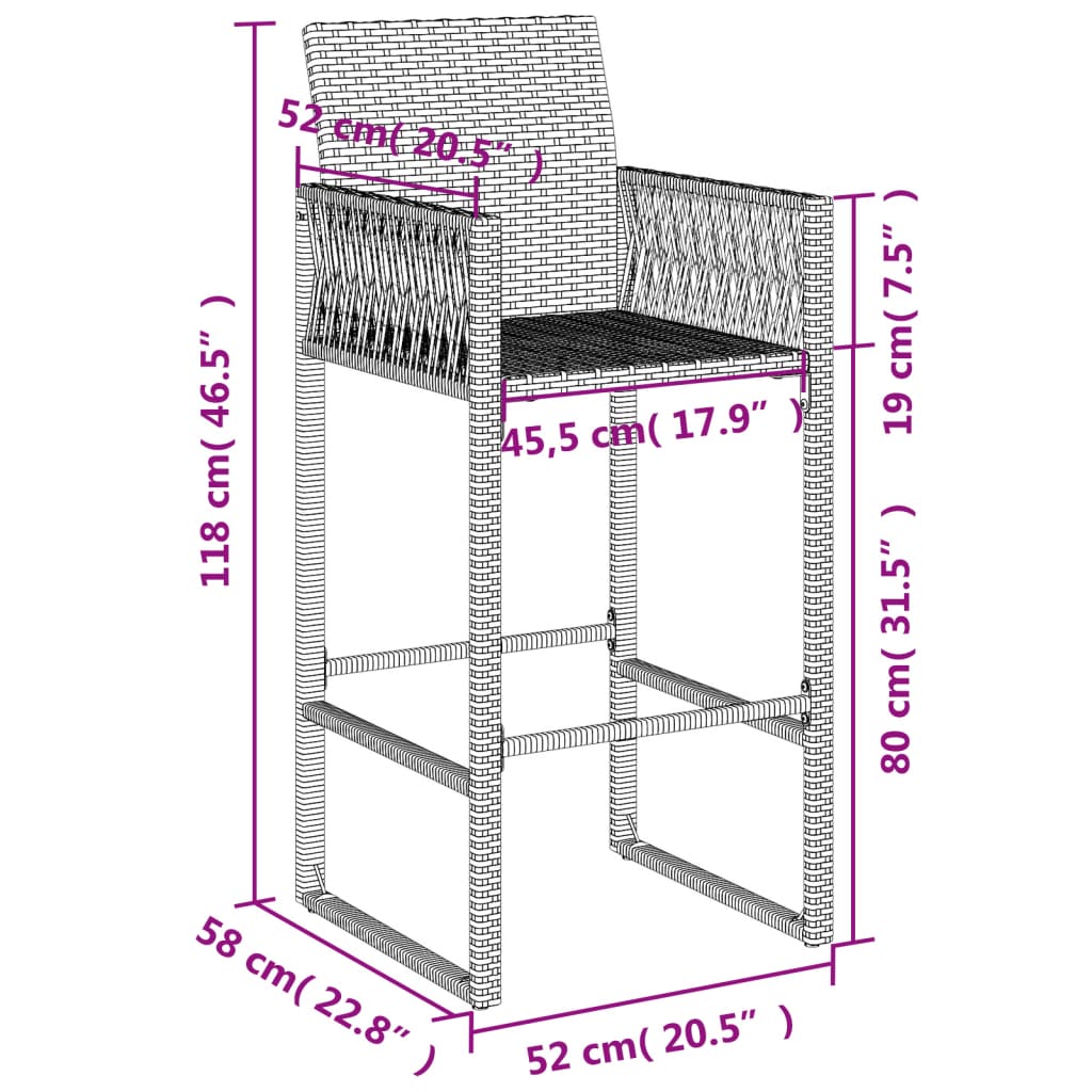Garten-Barhocker 2 Stk. Poly Rattan
