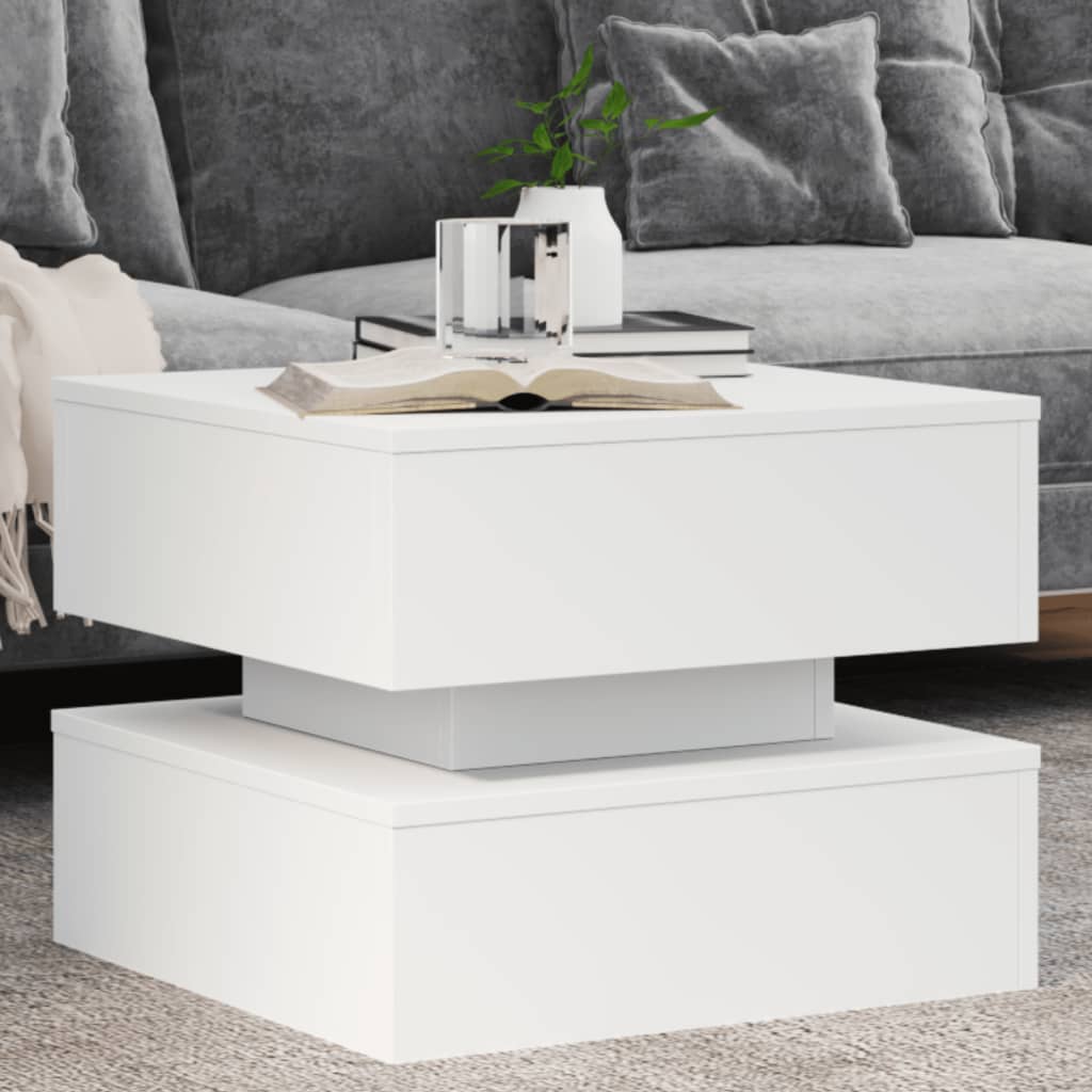 Couchtisch Mit Led-Leuchten Schwarz Eichen-Optik 50X50X40 Cm