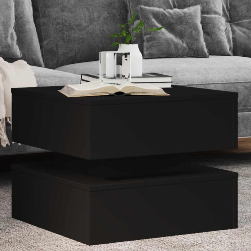 Couchtisch Mit Led-Leuchten Schwarz Eichen-Optik 50X50X40 Cm
