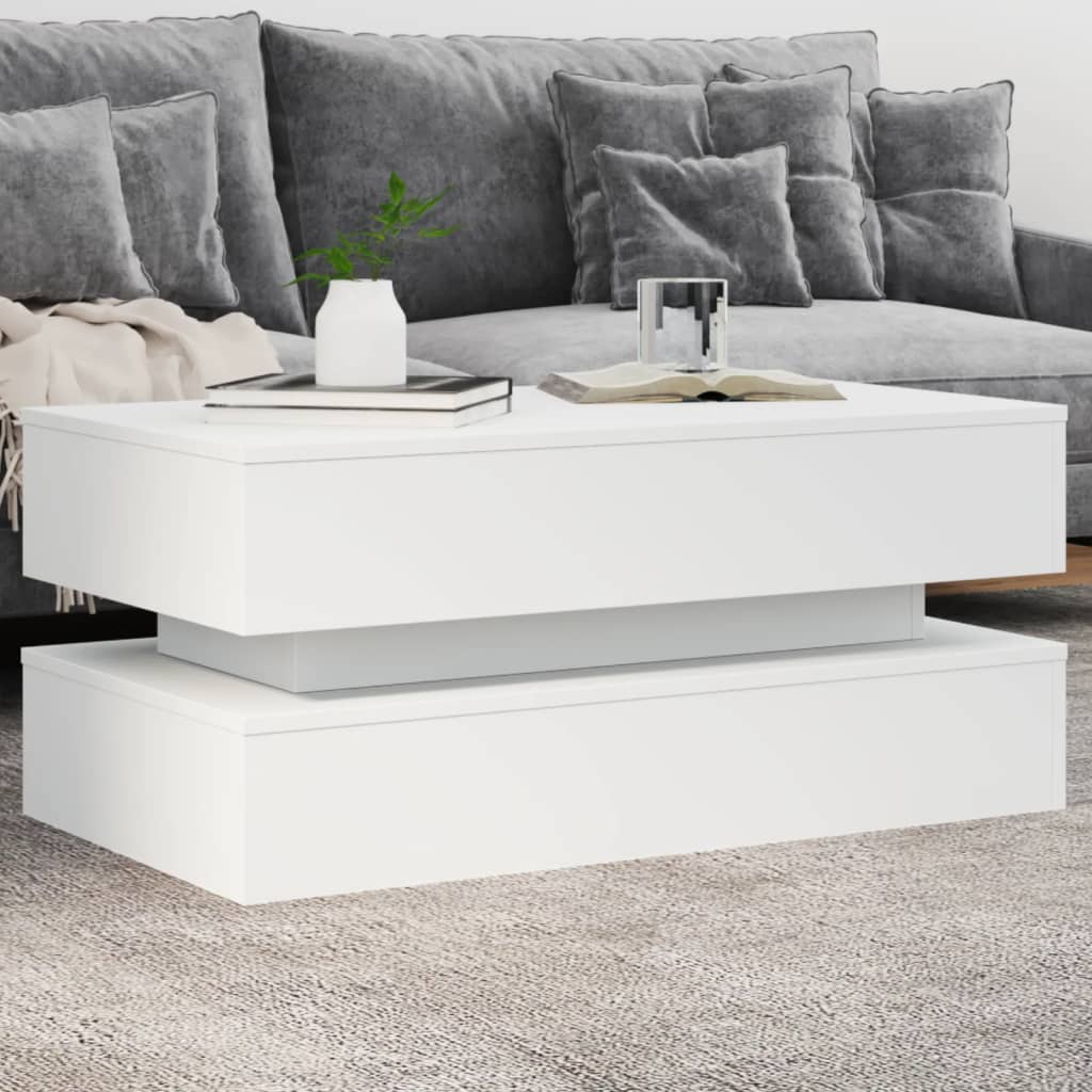 Couchtisch Mit Led-Leuchten Schwarz Eichen-Optik 50X50X40 Cm