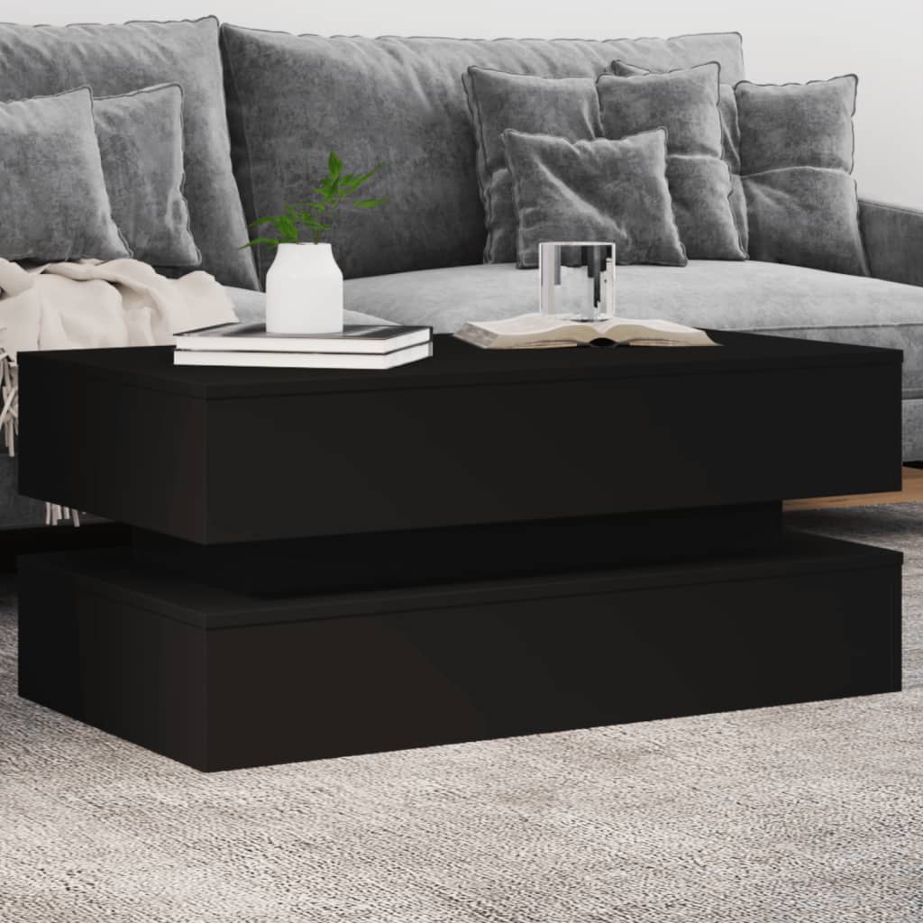 Couchtisch Mit Led-Leuchten Schwarz Eichen-Optik 50X50X40 Cm
