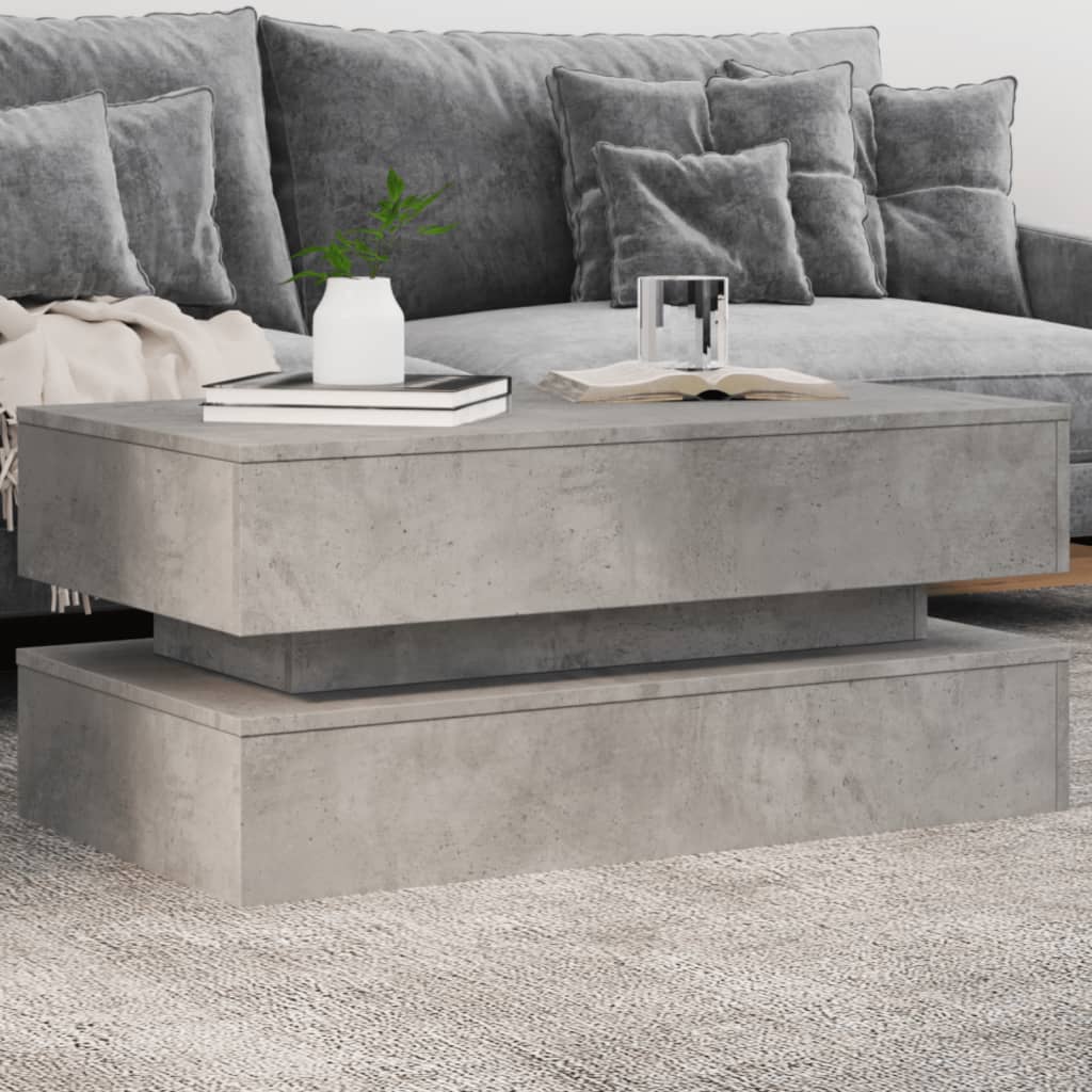 Couchtisch Mit Led-Leuchten Schwarz Eichen-Optik 50X50X40 Cm
