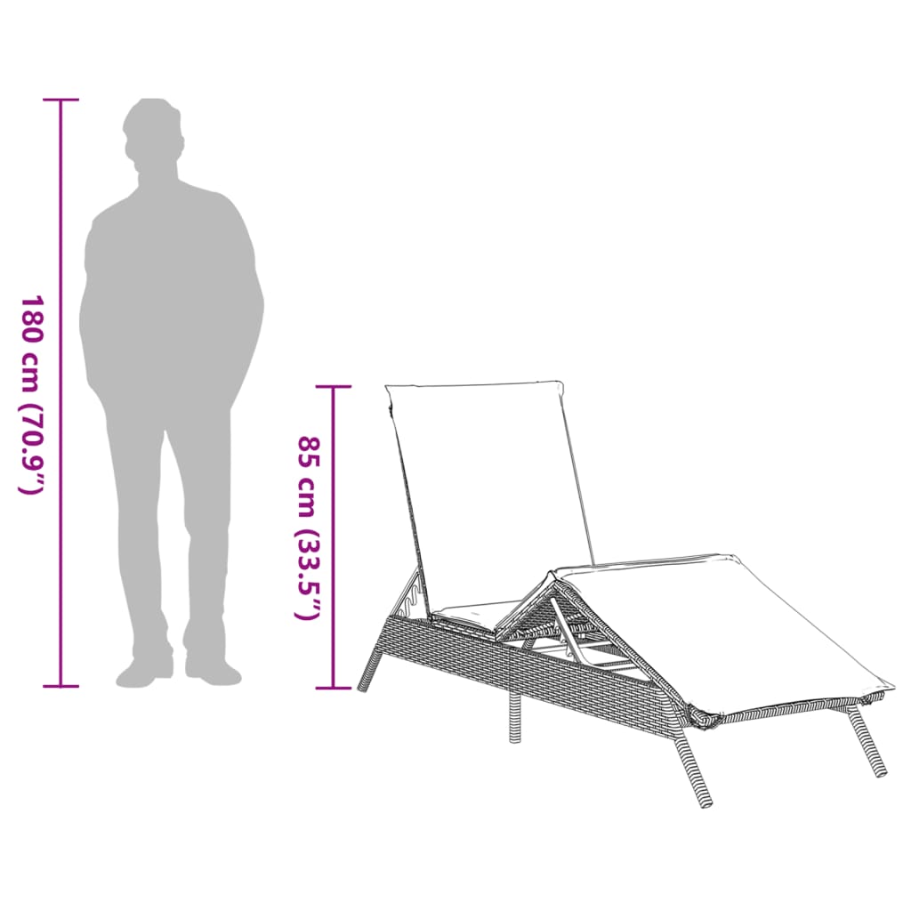 Sonnenliegen 2 Stk. Mit Tisch Beige Poly Rattan