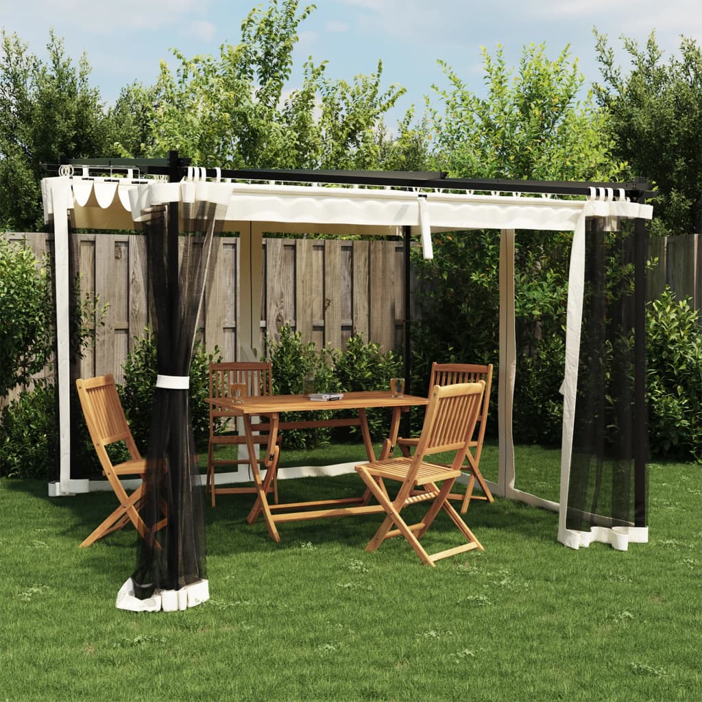 Gartenpavillon Mit Ausziehbarem Dach Stahl Creme
