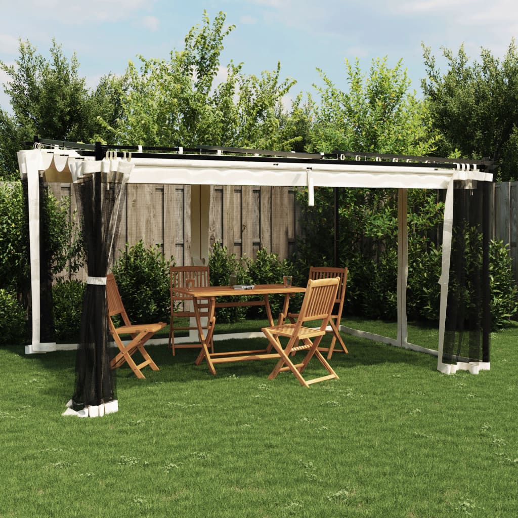 Gartenpavillon Mit Ausziehbarem Dach Stahl Creme