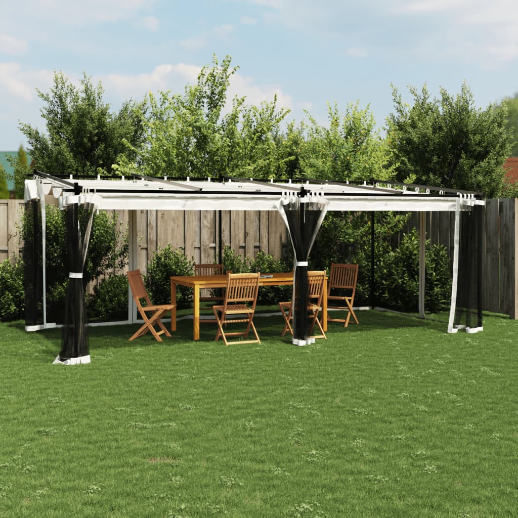Gartenpavillon Mit Ausziehbarem Dach Stahl Creme