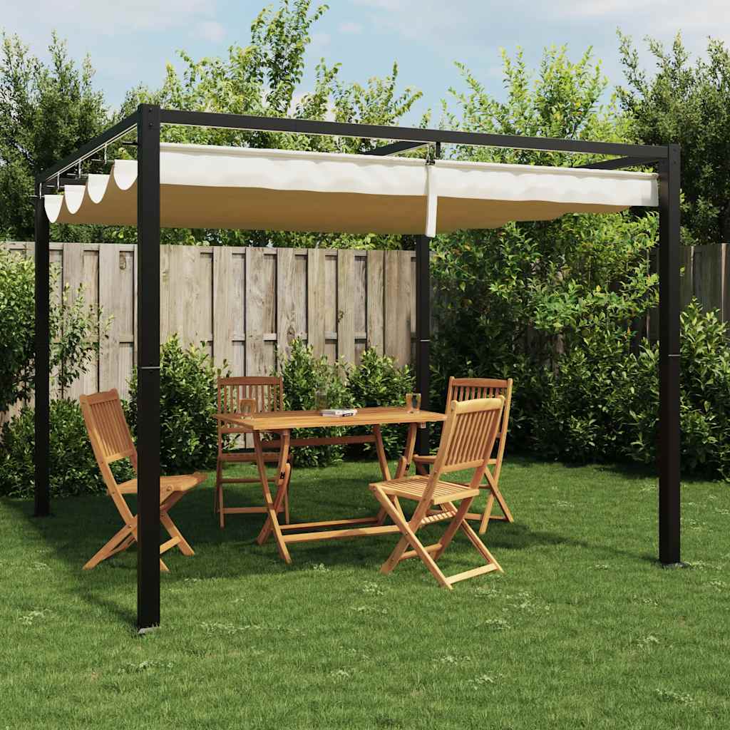 Gartenpavillon Mit Ausziehbarem Dach Stahl Creme