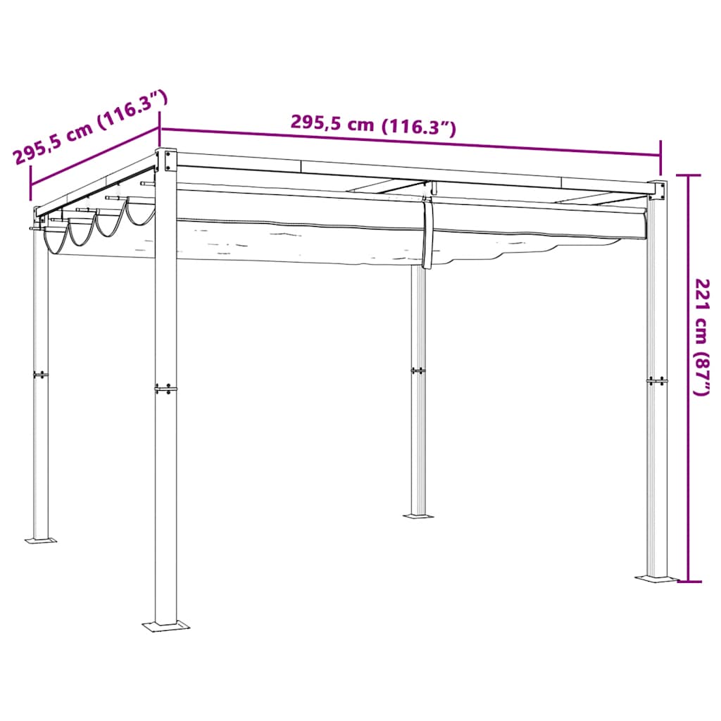 Gartenpavillon Mit Ausziehbarem Dach Stahl Creme