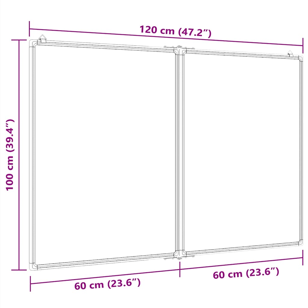 Magnetisches Whiteboard Klappbar 120X100X1,7 Cm Aluminium