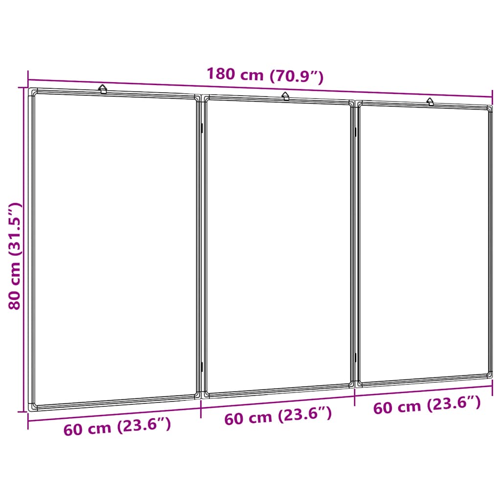 Magnetisches Whiteboard Klappbar 180X80X1,7 Cm Aluminium