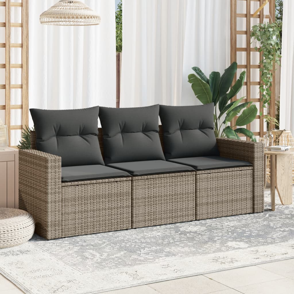 4-Tlg. Garten-Sofagarnitur Mit Kissen Beige Poly Rattan