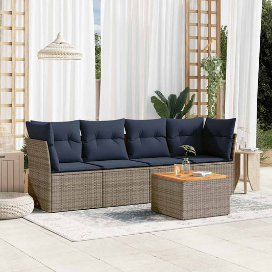 5-Tlg. Garten-Sofagarnitur Mit Kissen Poly Rattan