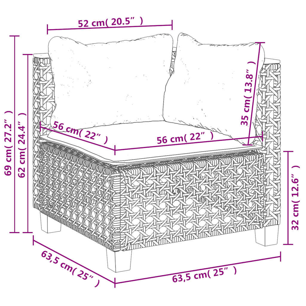6-Tlg. Garten-Sofagarnitur Mit Kissen Poly Rattan