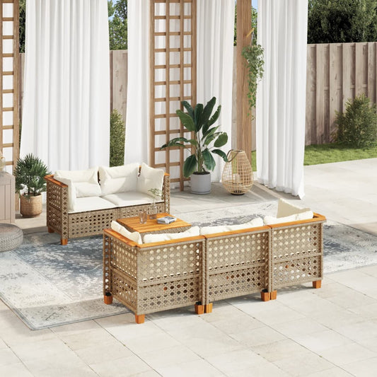 6-Tlg. Garten-Sofagarnitur Mit Kissen Poly Rattan