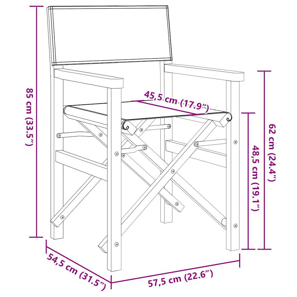 Regiestuhl Klappbar Massivholz Teak