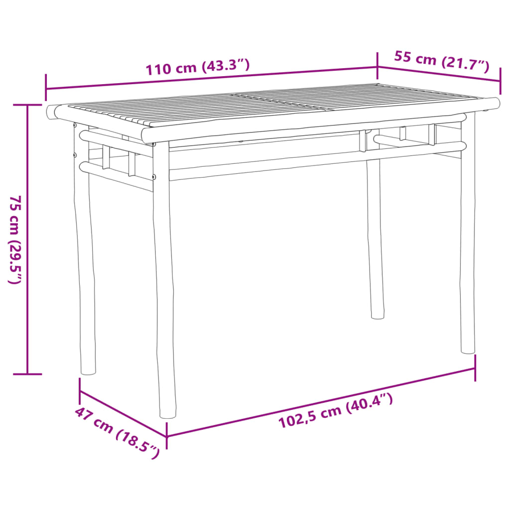 Garten-Esstisch 110X55X75 Cm Bambus