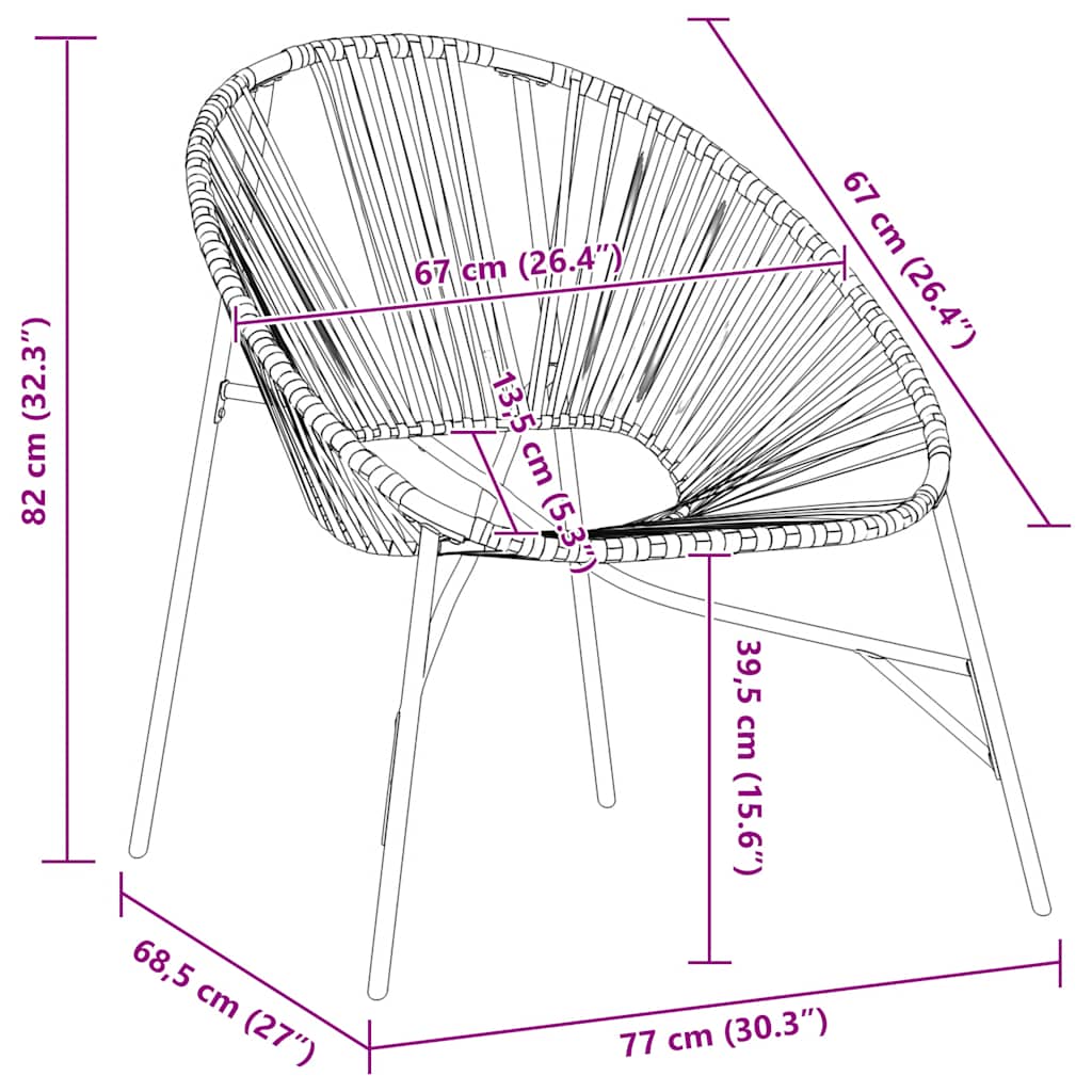 Gartenstuhl-Set 3-Tlg. Poly Rattan