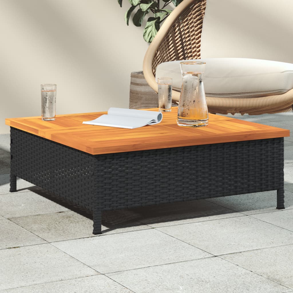 Gartentisch 70X70X25 Cm Rattan Und Akazienholz