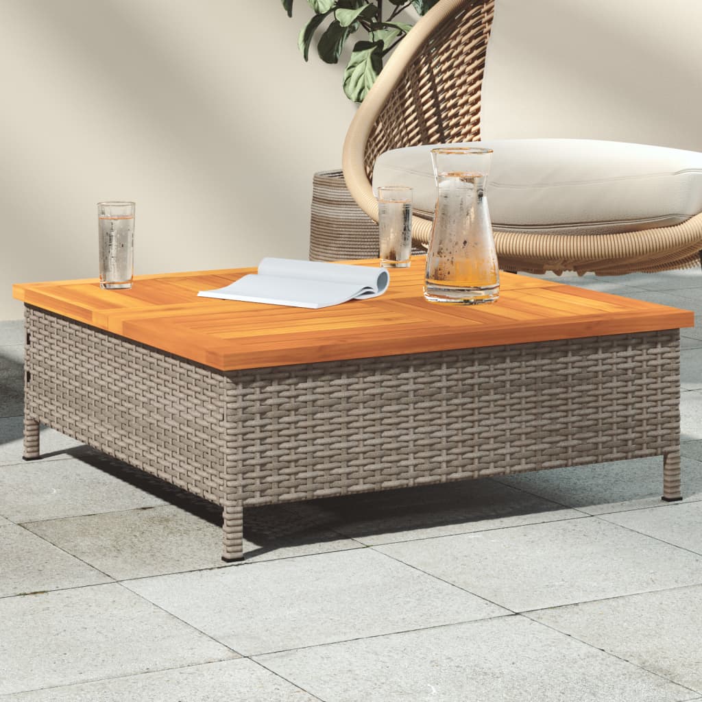 Gartentisch 70X70X25 Cm Rattan Und Akazienholz