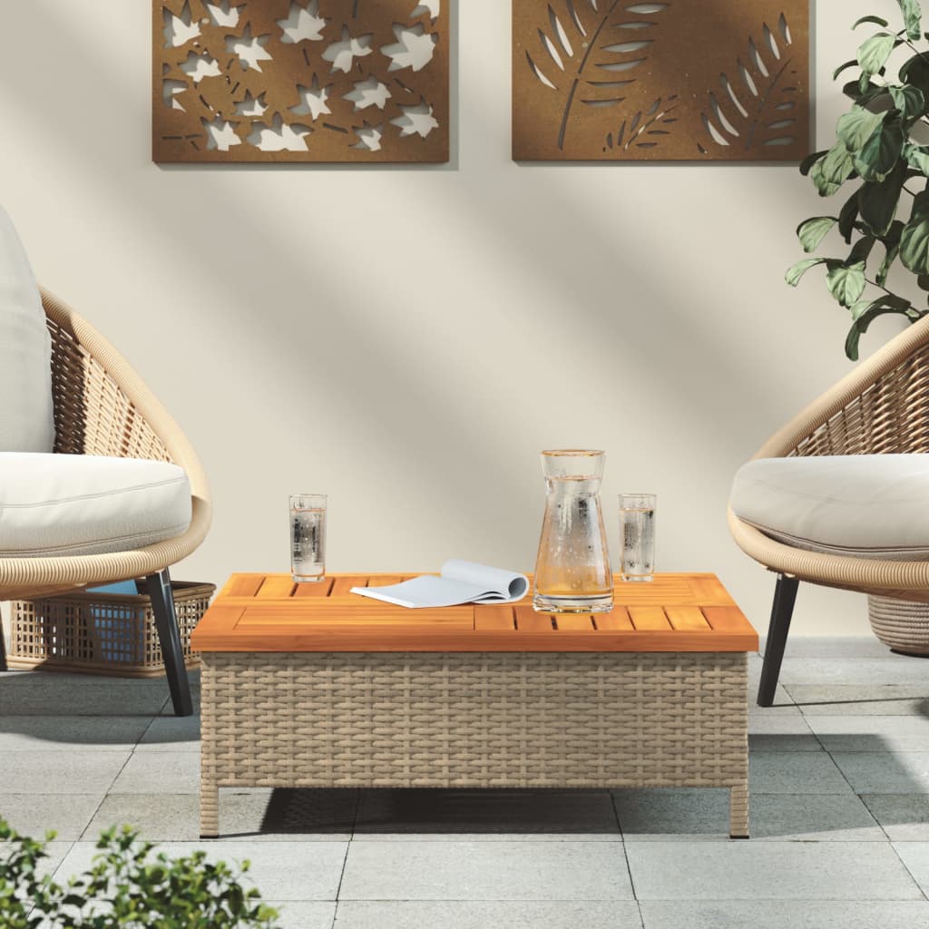 Gartentisch 70X70X25 Cm Rattan Und Akazienholz
