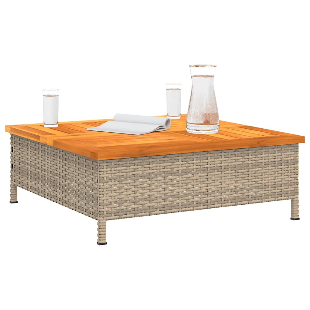 Gartentisch 70X70X25 Cm Rattan Und Akazienholz