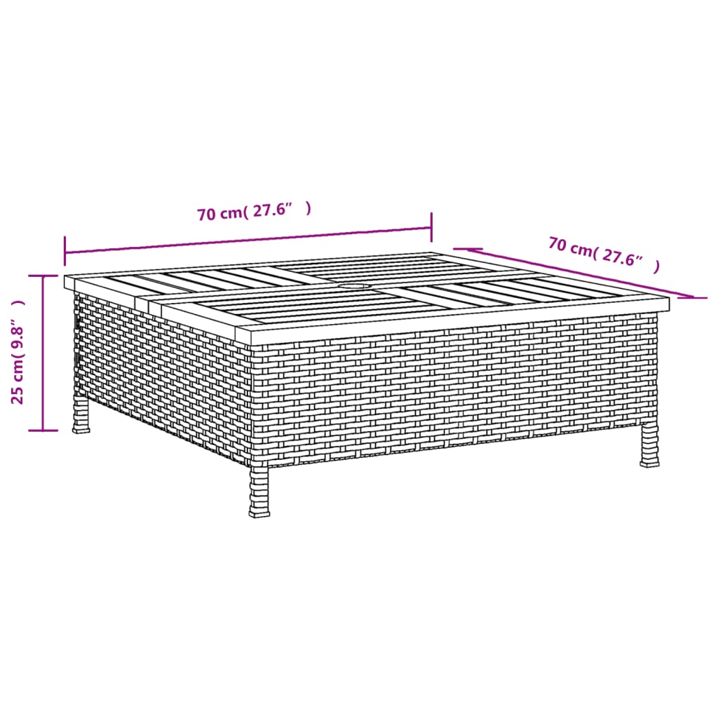 Gartentisch 70X70X25 Cm Rattan Und Akazienholz