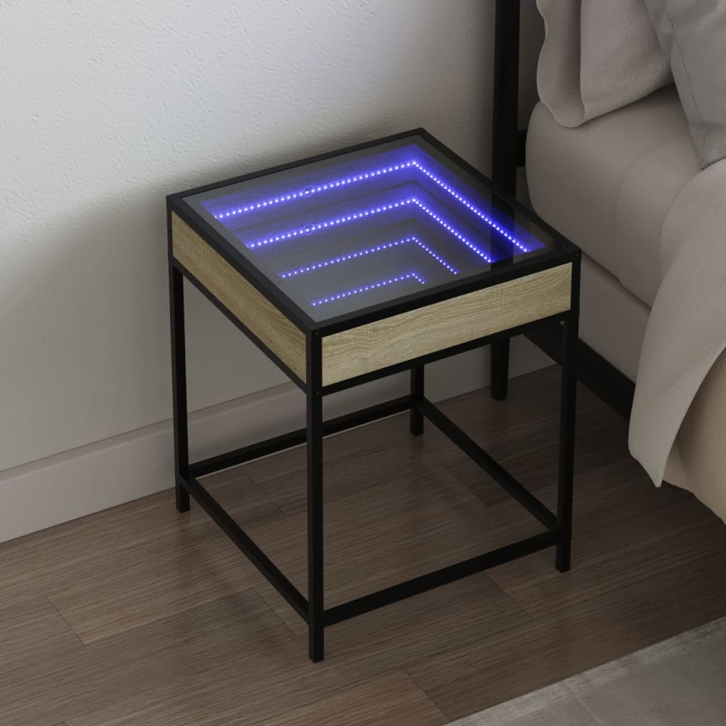 Nachttisch Mit Infinity-Led Braun Eichen-Optik 40X40X51 Cm