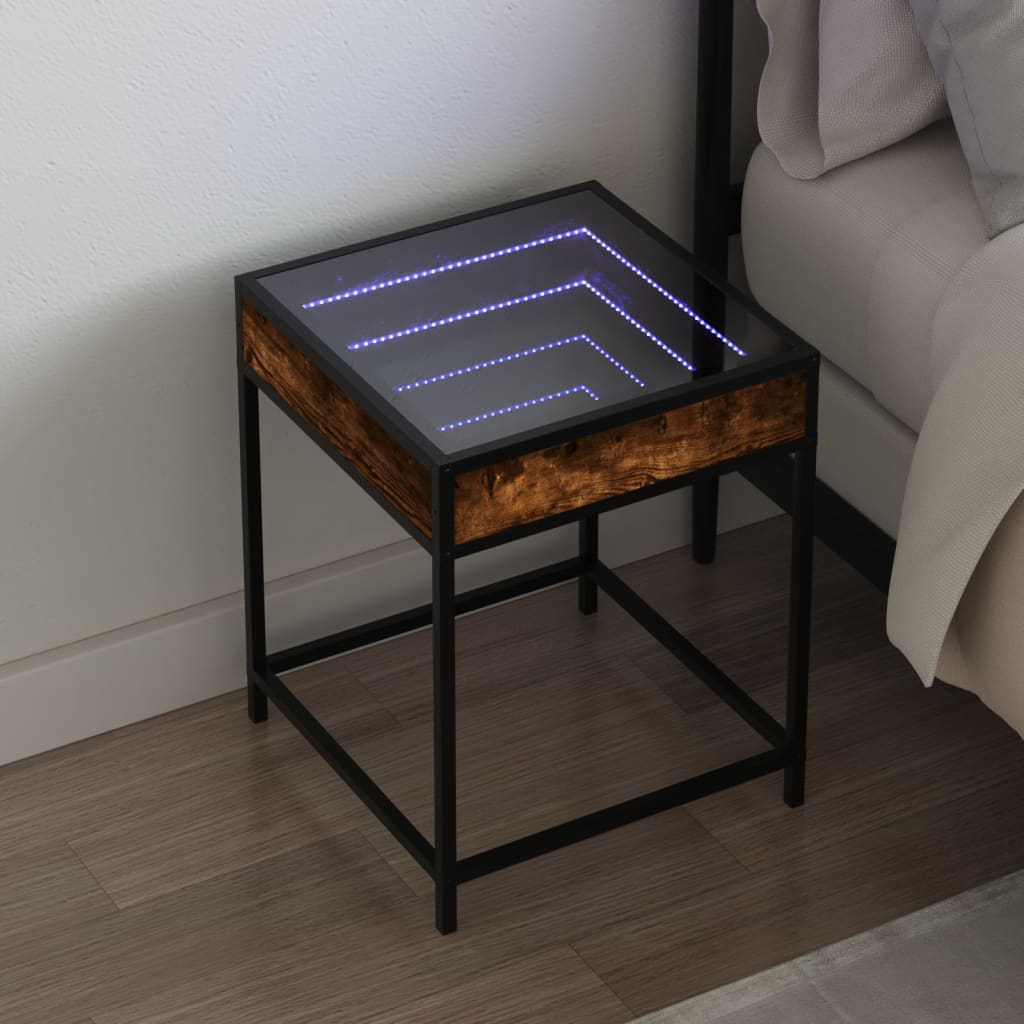 Nachttisch Mit Infinity-Led Braun Eichen-Optik 40X40X51 Cm