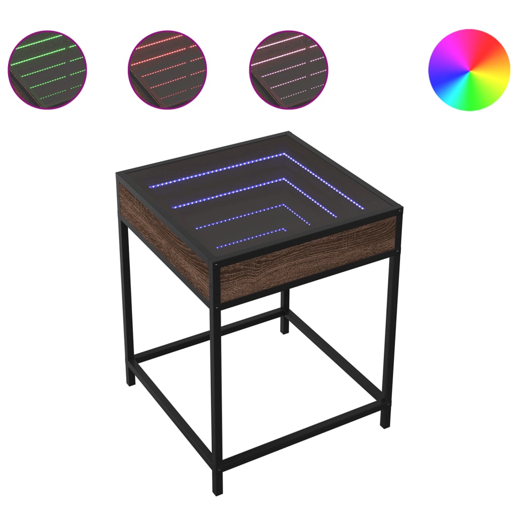 Nachttisch Mit Infinity-Led Braun Eichen-Optik 40X40X51 Cm