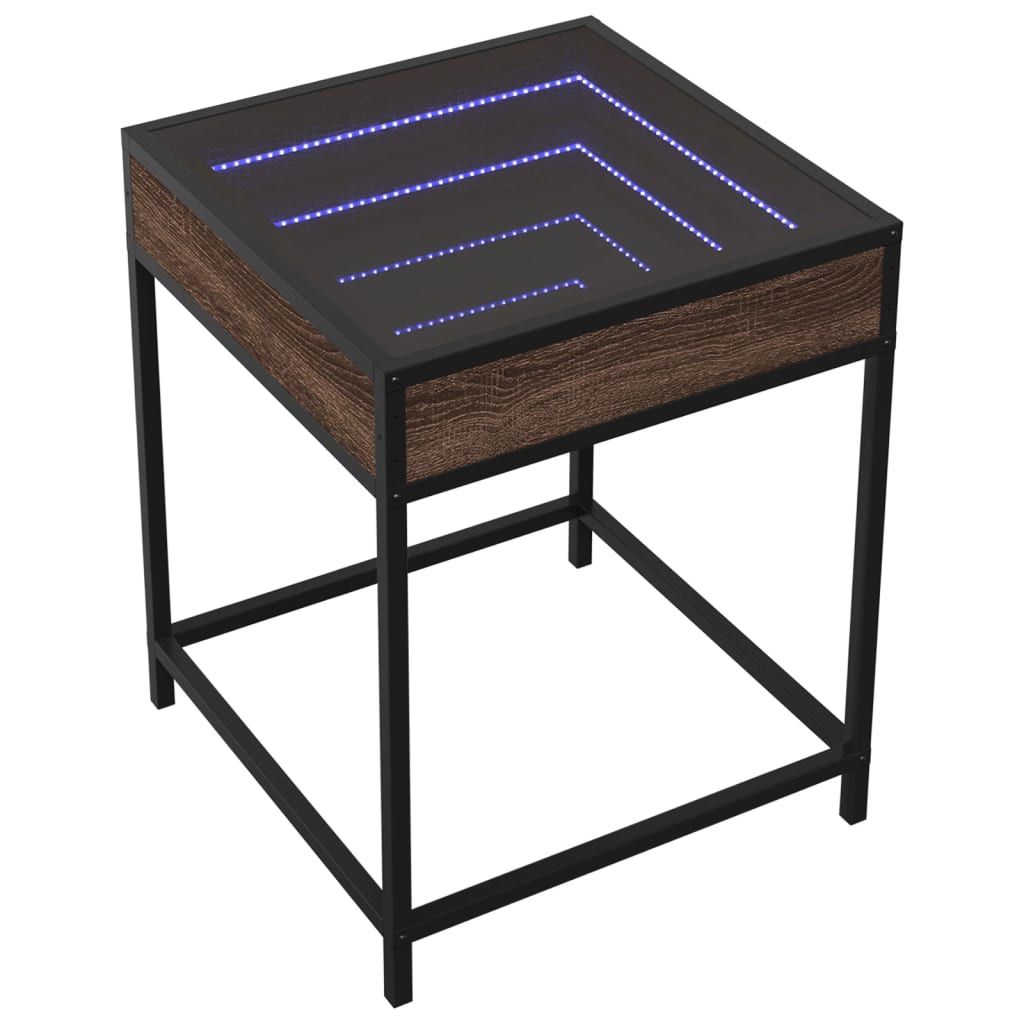Nachttisch Mit Infinity-Led Braun Eichen-Optik 40X40X51 Cm
