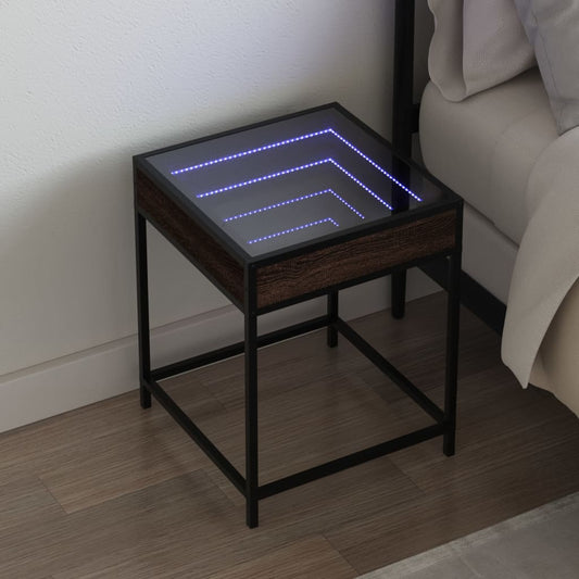 Nachttisch Mit Infinity-Led Braun Eichen-Optik 40X40X51 Cm