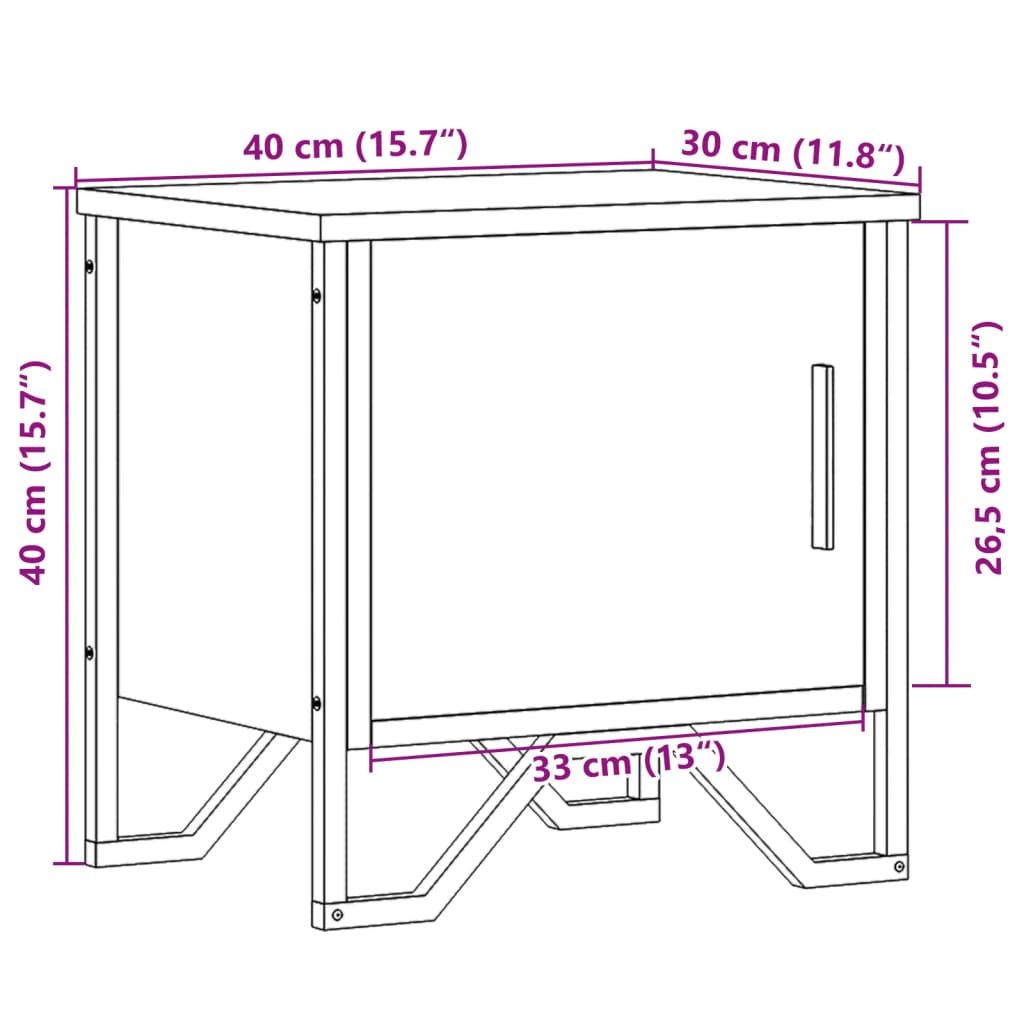 Nachttisch Braun Eichen-Optik 40X30X40 Cm Holzwerkstoff