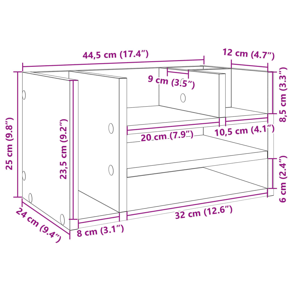 Schreibtisch-Organizer 44,5X24X25 Cm Holzwerkstoff