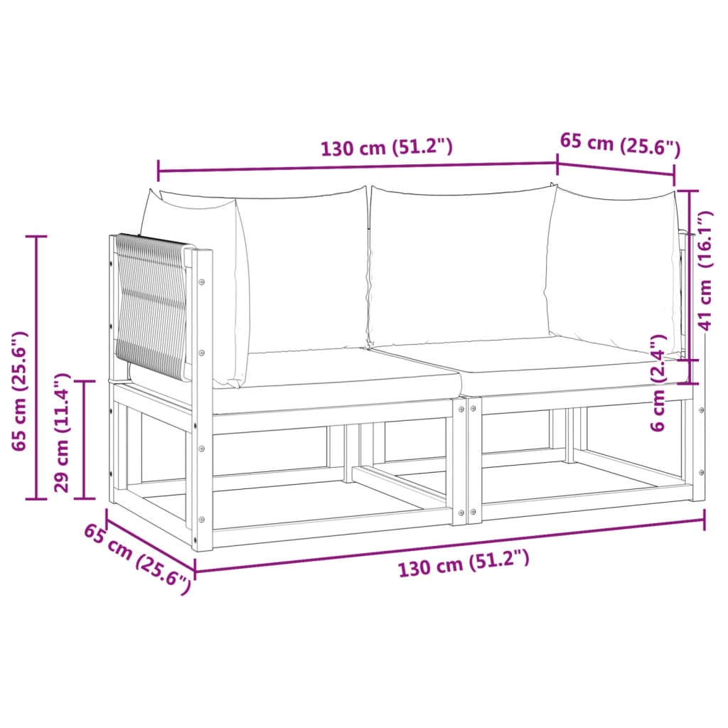 Garten-Ecksofas Mit Kissen 2 Stk. Massivholz Akazie