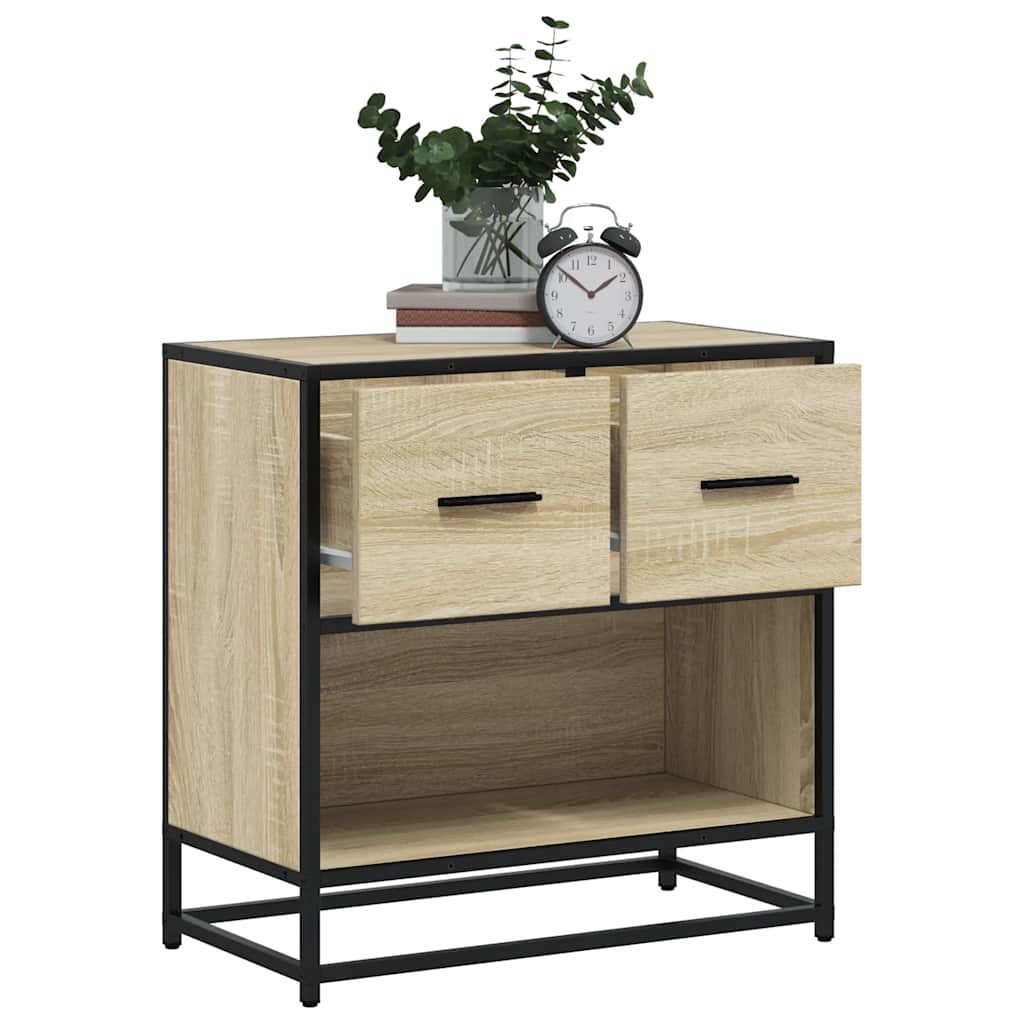 Nachttisch Braun Eichen-Optik 60X31X60 Cm Holzwerkstoff Metall