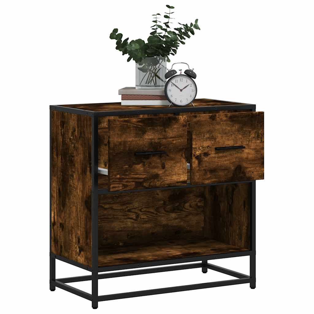 Nachttisch Braun Eichen-Optik 60X31X60 Cm Holzwerkstoff Metall