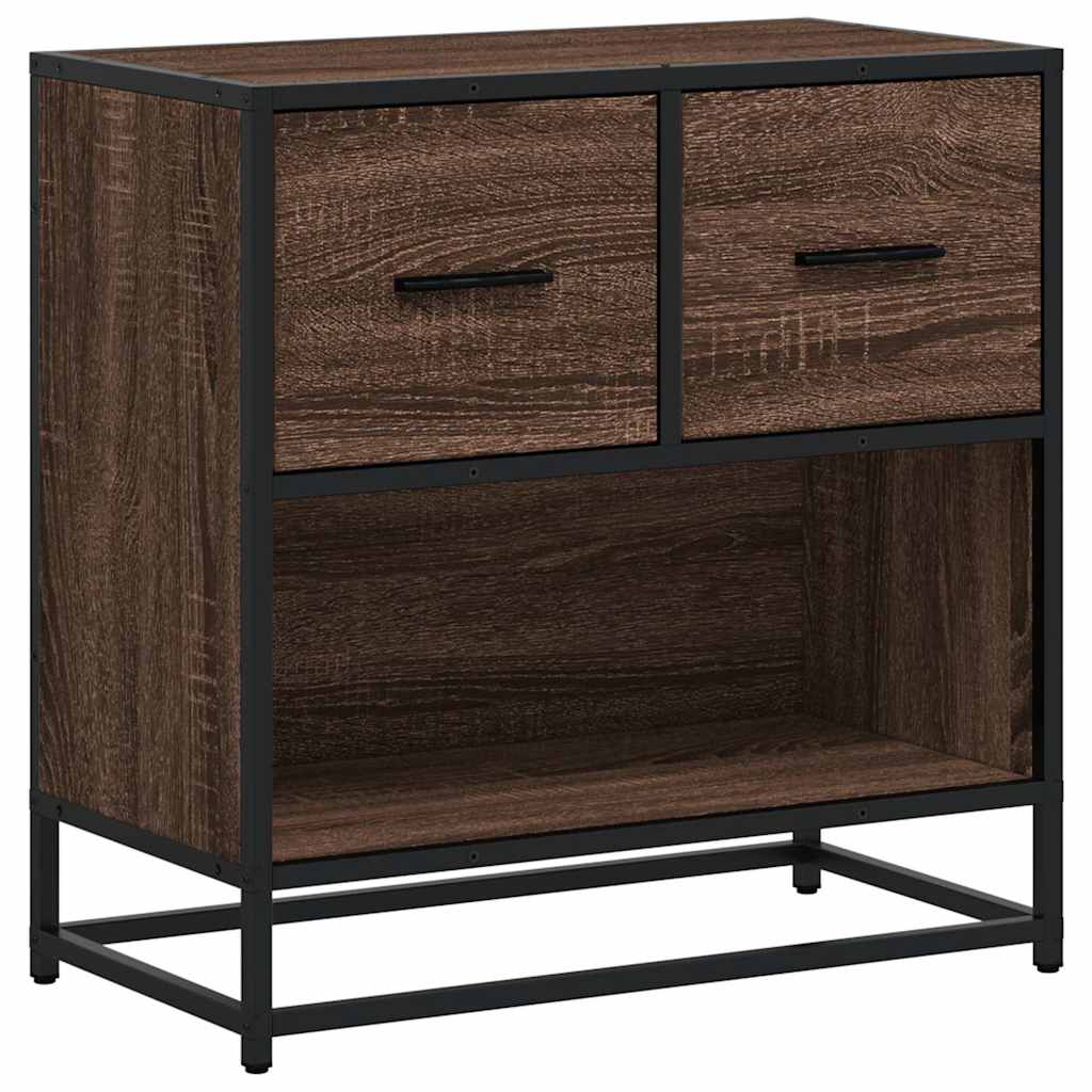 Nachttisch Braun Eichen-Optik 60X31X60 Cm Holzwerkstoff Metall
