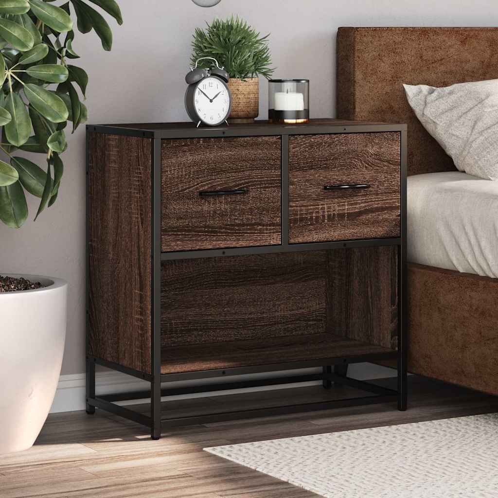 Nachttisch Braun Eichen-Optik 60X31X60 Cm Holzwerkstoff Metall