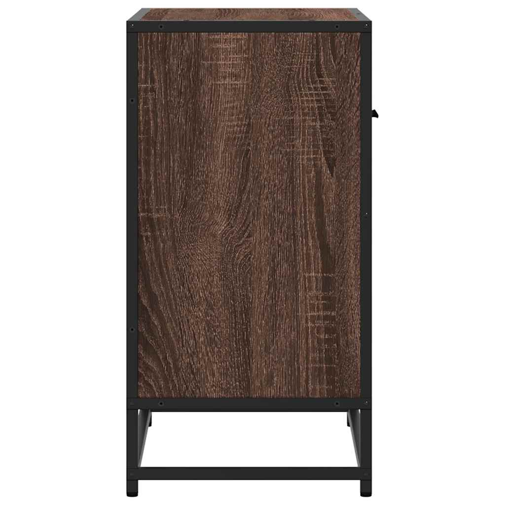 Nachttisch Braun Eichen-Optik 60X31X60 Cm Holzwerkstoff Metall