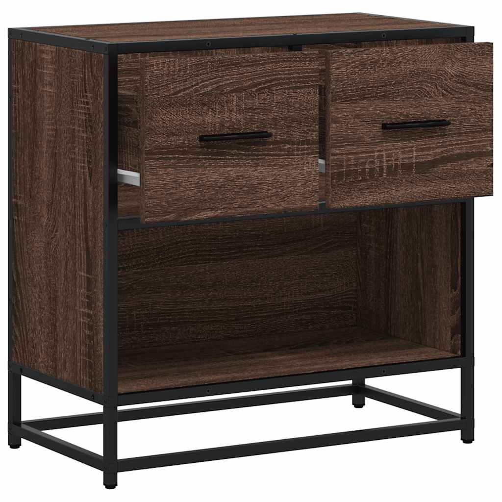 Nachttisch Braun Eichen-Optik 60X31X60 Cm Holzwerkstoff Metall