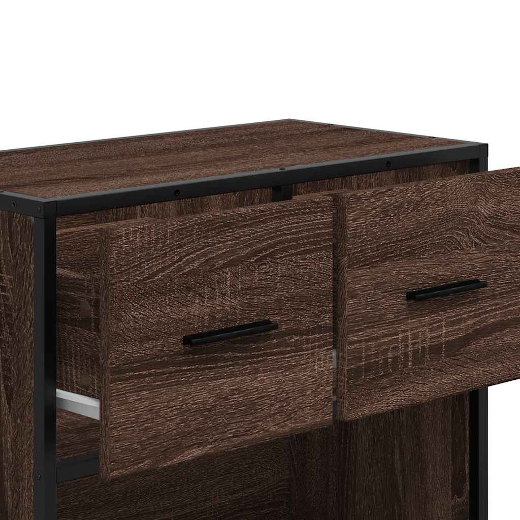 Nachttisch Braun Eichen-Optik 60X31X60 Cm Holzwerkstoff Metall