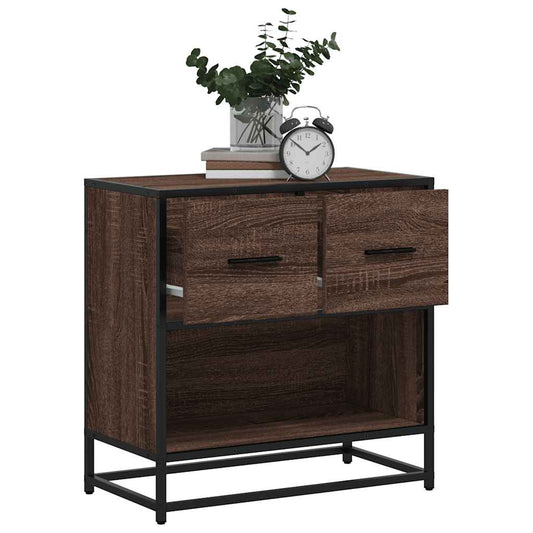Nachttisch Braun Eichen-Optik 60X31X60 Cm Holzwerkstoff Metall