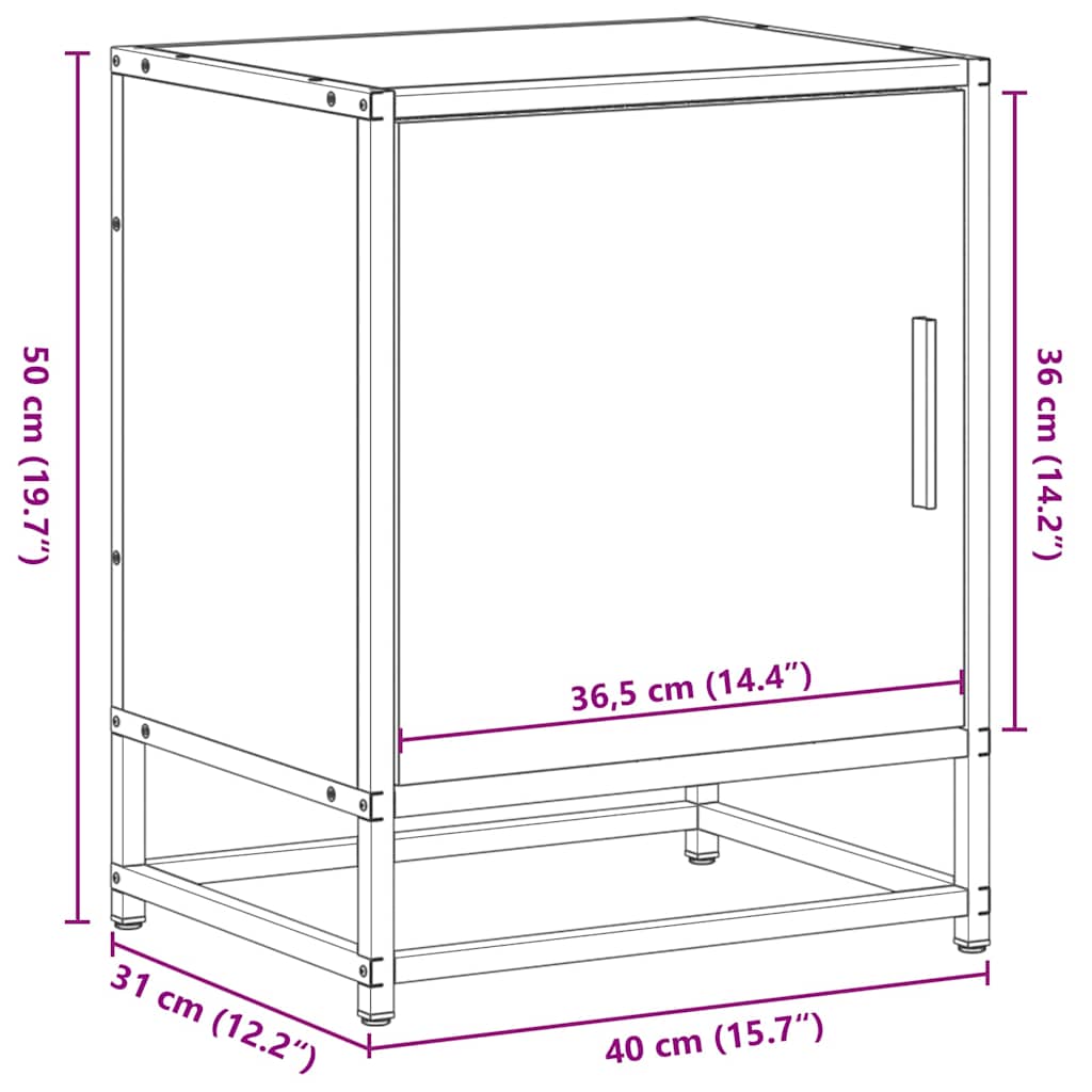 Nachttisch 40X31X50 Cm Holzwerkstoff Und Metall
