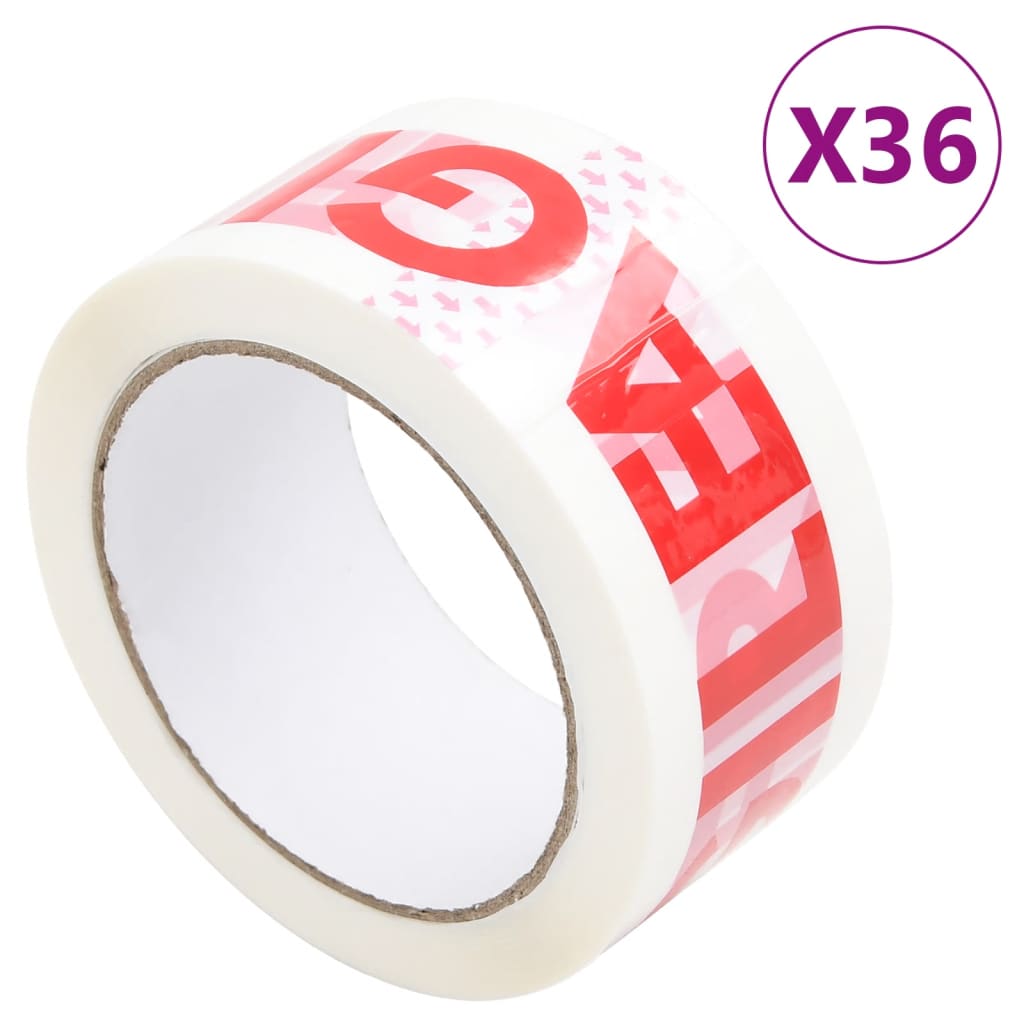 Paketklebeband 12 Stk. Fragile Aufdruck Weiß 48 Mm X 66 M