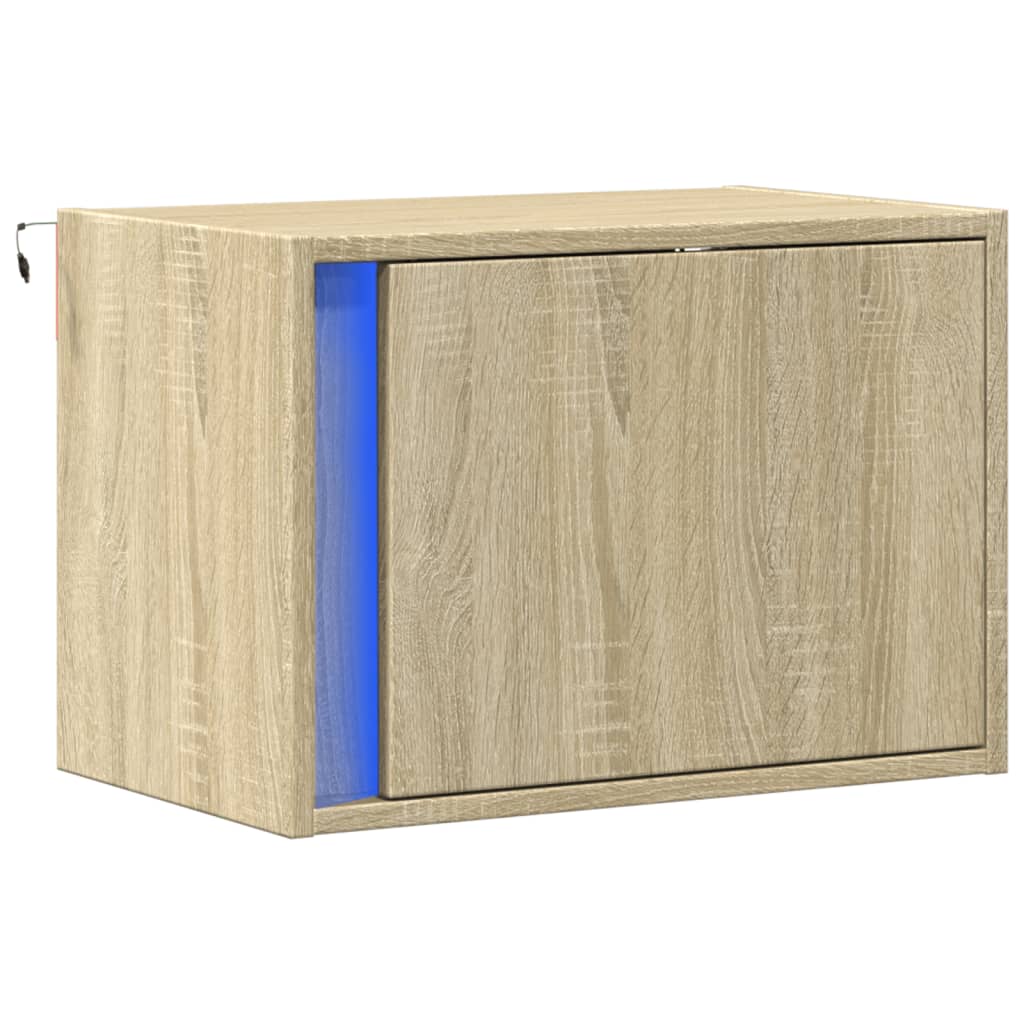 Wand-Nachttisch Mit Led-Leuchten Sonoma-Eiche