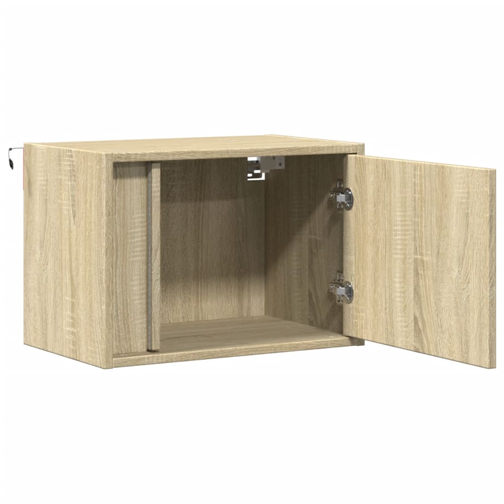 Wand-Nachttisch Mit Led-Leuchten Sonoma-Eiche