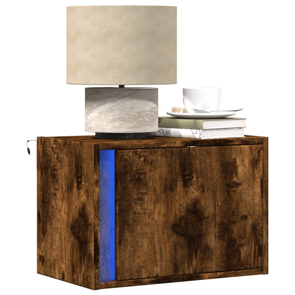 Wand-Nachttisch Mit Led-Leuchten Sonoma-Eiche