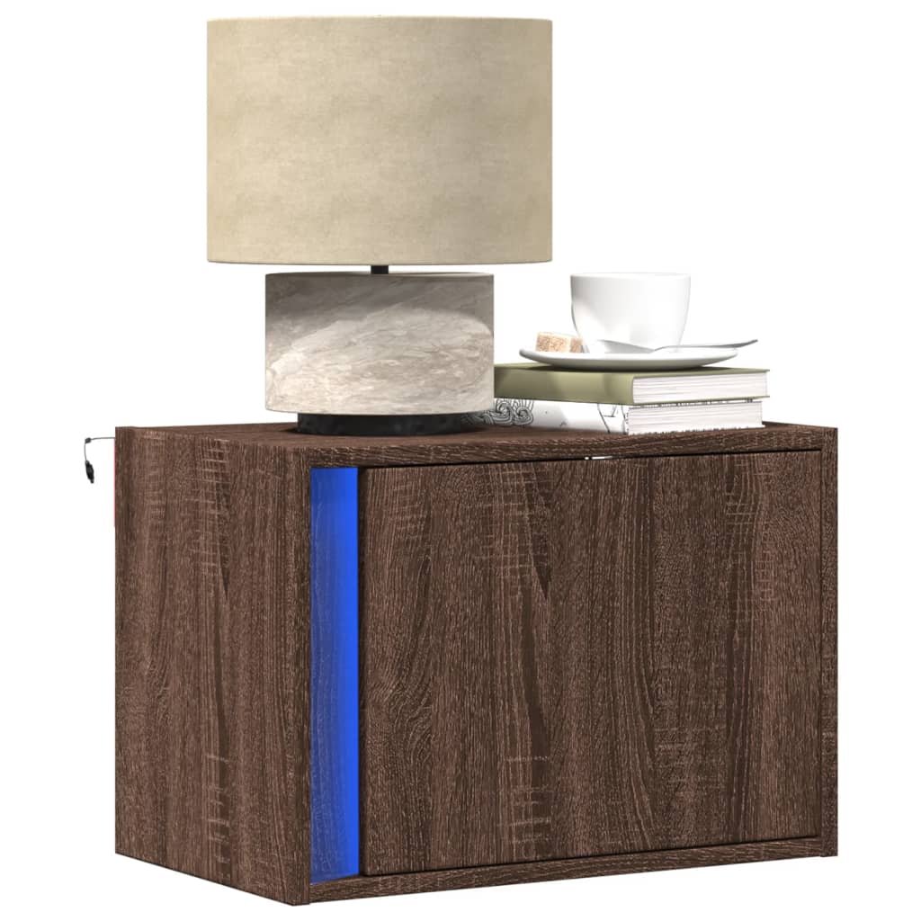 Wand-Nachttisch Mit Led-Leuchten Sonoma-Eiche